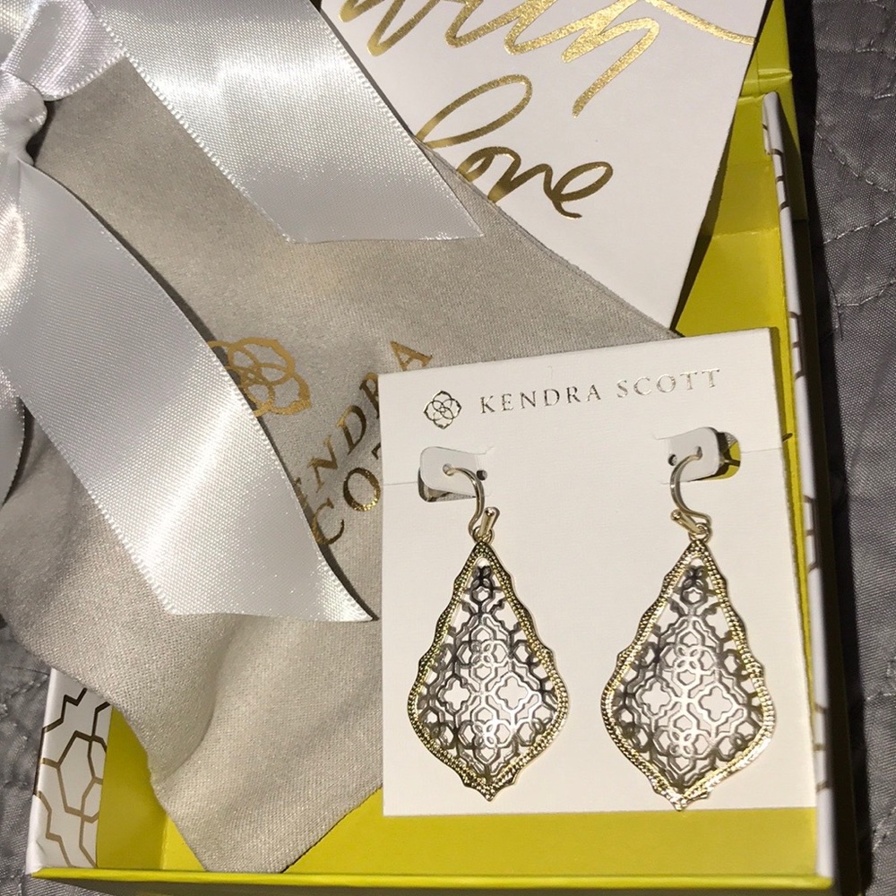 Addie Gold Drop Earrings In Silver Filigree Mix